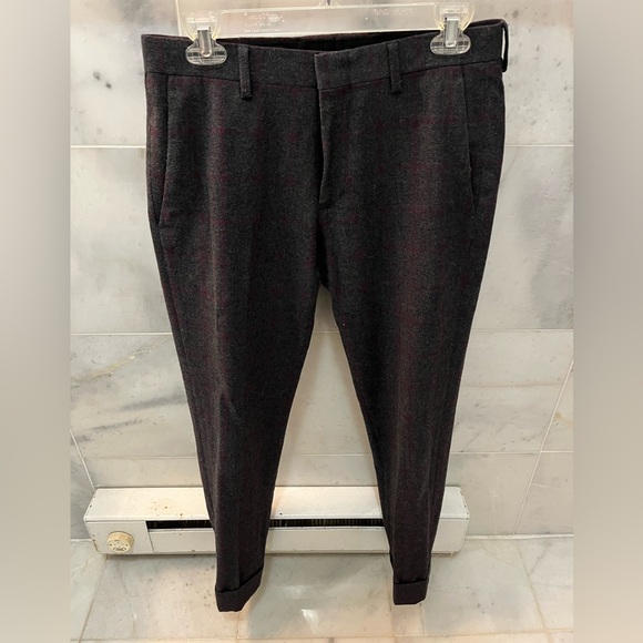 J.Crew charcoal and burgundy windowpane wool suit, size 34 - Picture 2 of 8